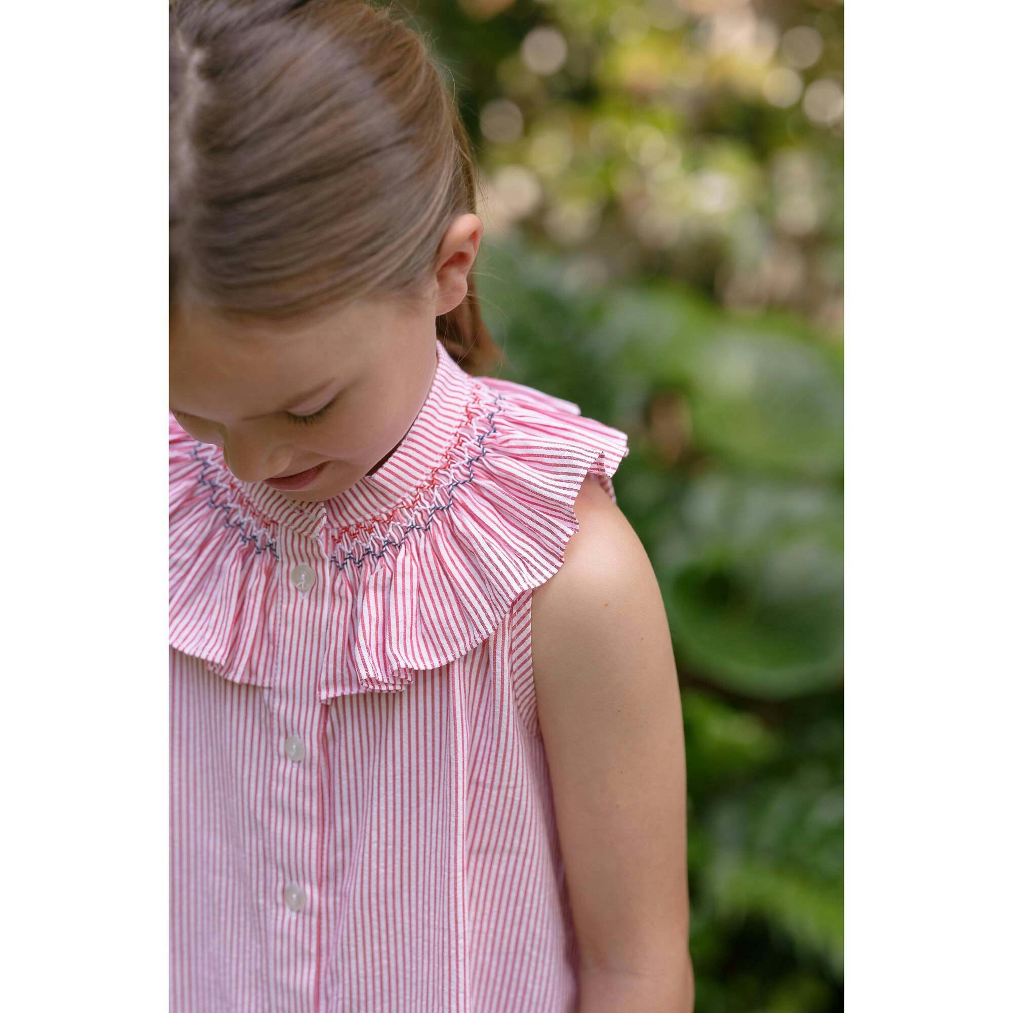Molly Anne Dress in Red Seersucker