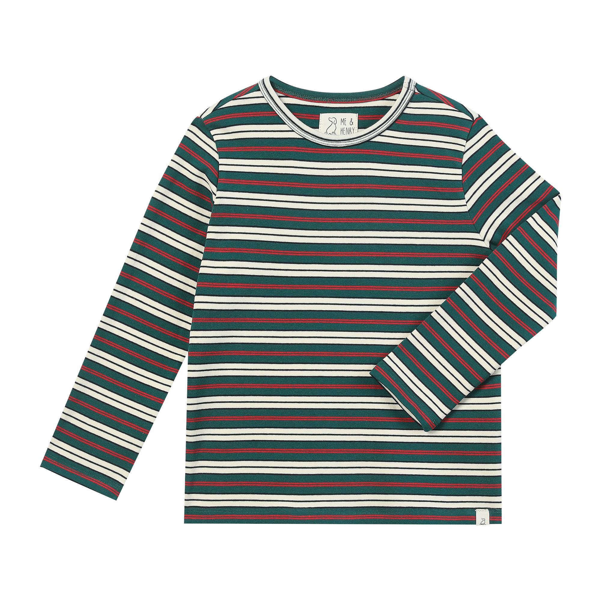 TOBY Green/Red Stripe Tee