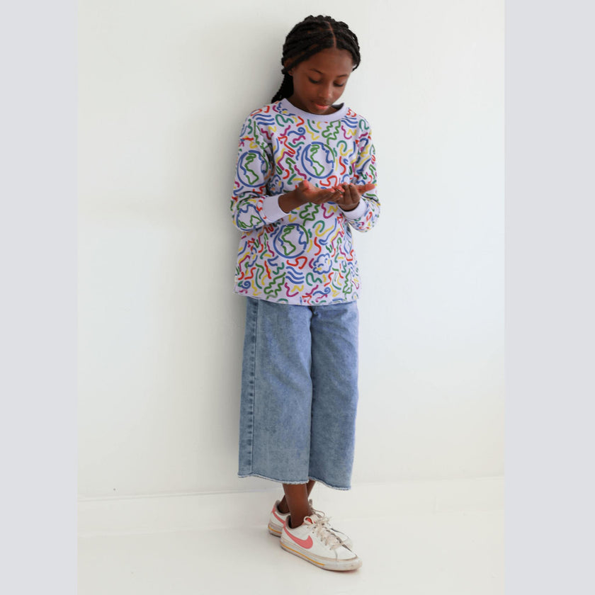 Riley Printed Long Sleeve Fleece Top