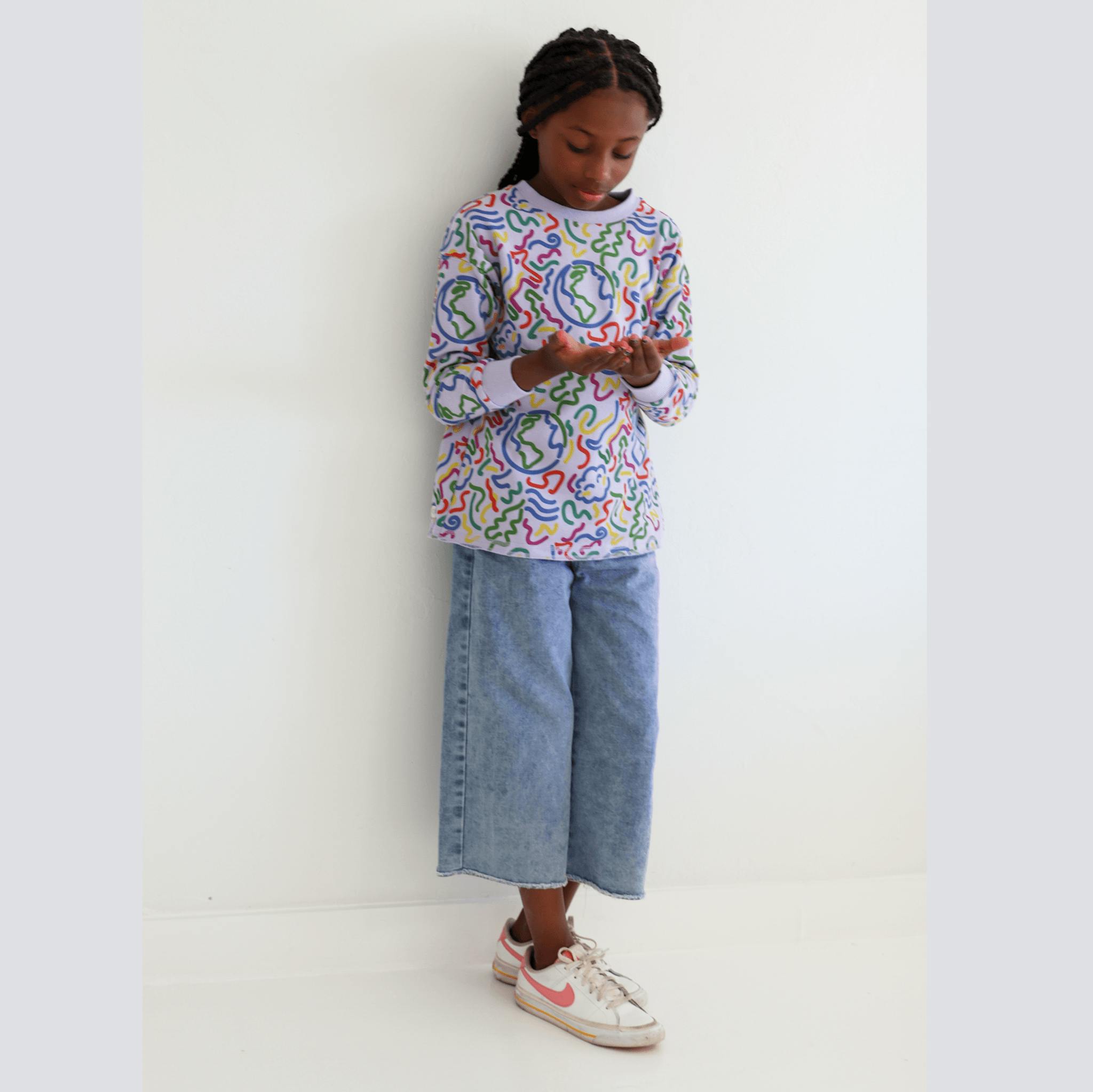Riley Printed Long Sleeve Fleece Top