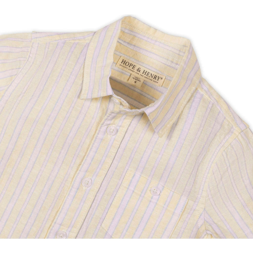 Linen Short Sleeve Shirt, Yellow