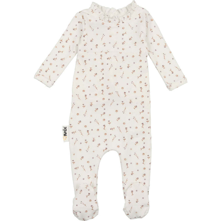 Berry Floral Footie, White/mauve