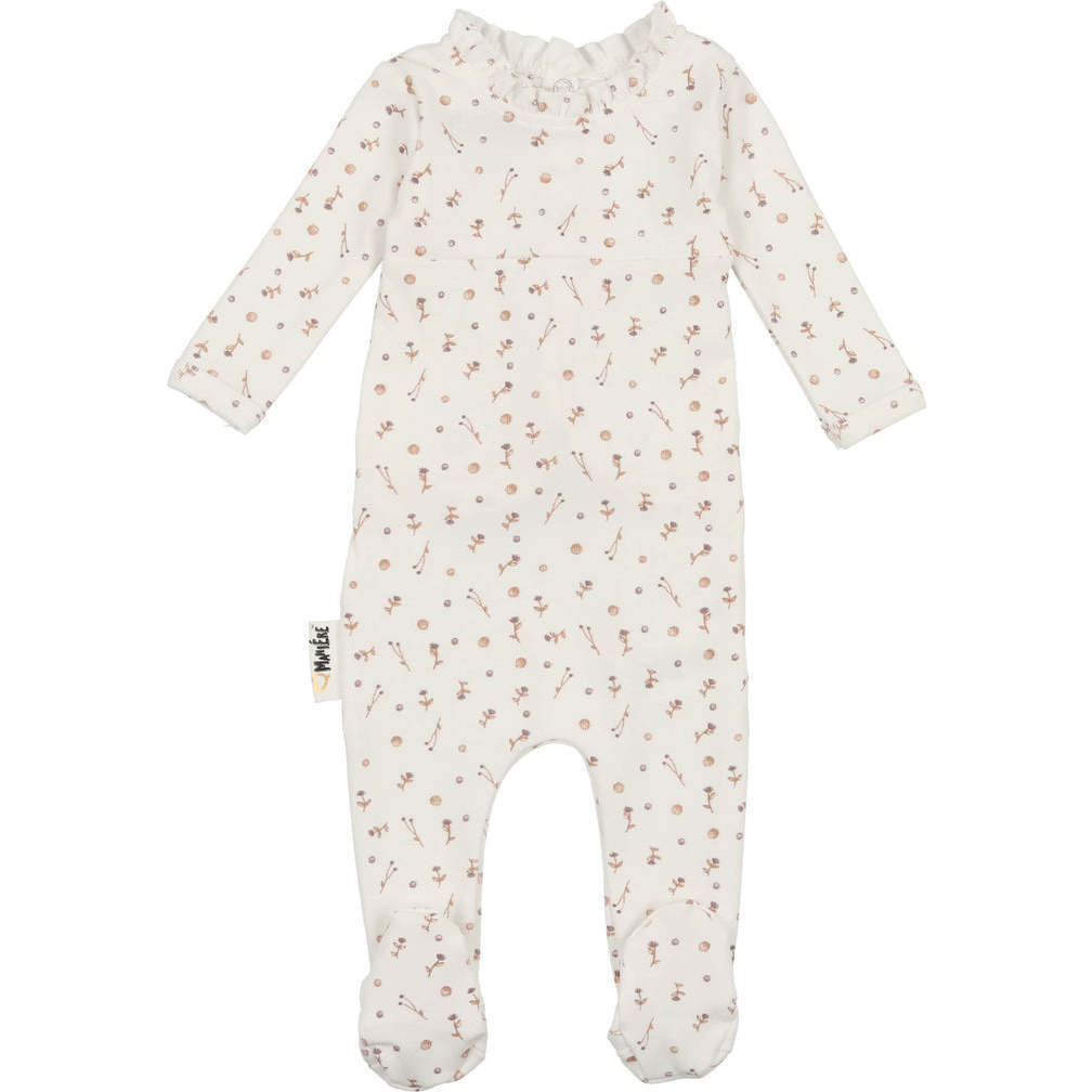 Berry Floral Footie, White/mauve