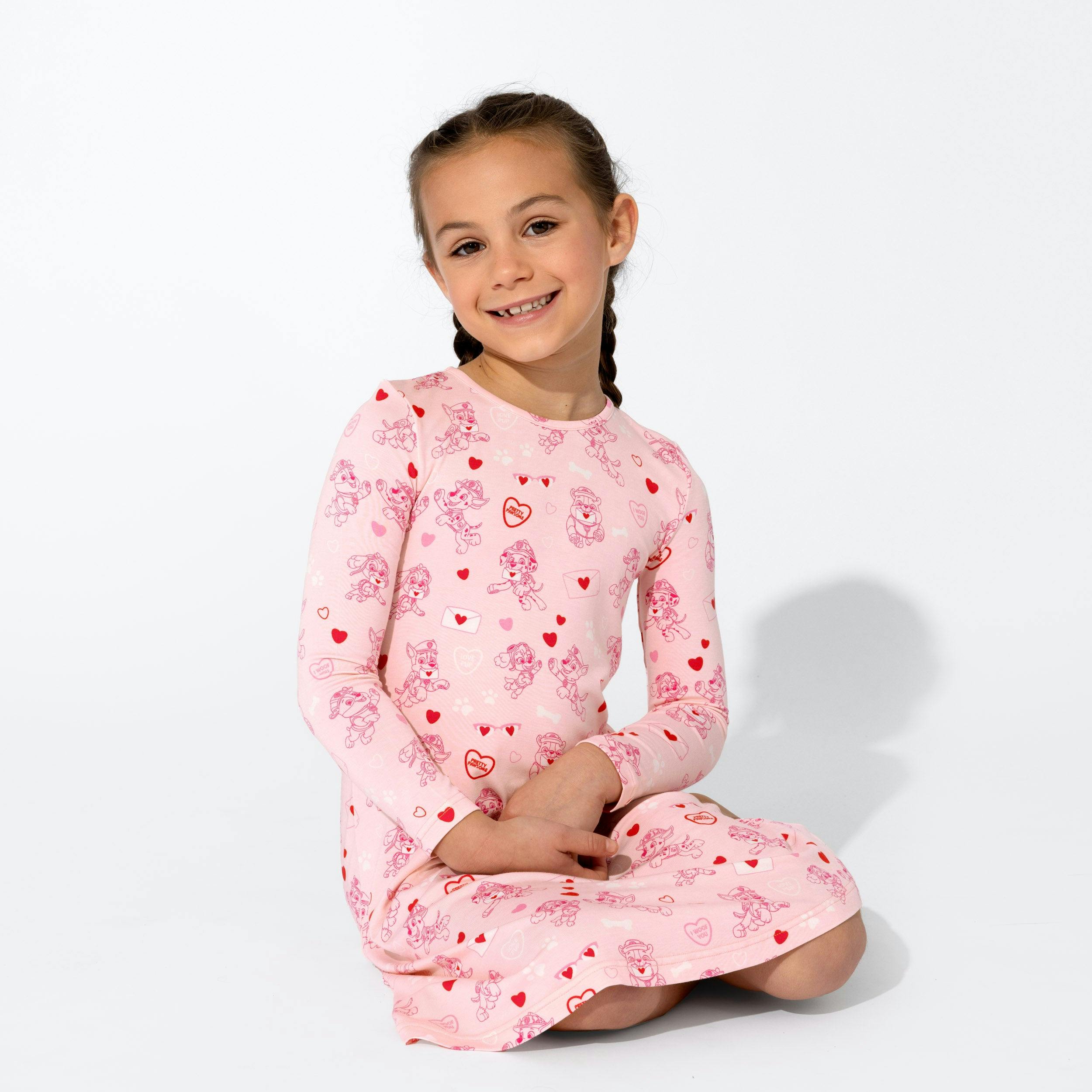 PAW Patrol: Valentine's Pink Bamboo Girls' Long Sleeve Dress
