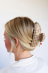 BROWN GINGHAM TOMATO CHARM CLAW