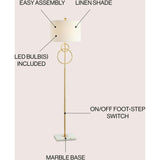 Haines 60" Modern Circle Marble/Metal LED Floor Lamp