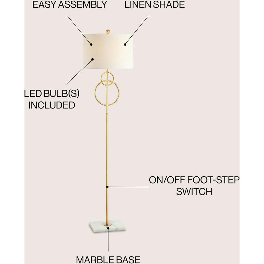 Haines 60" Modern Circle Marble/Metal LED Floor Lamp