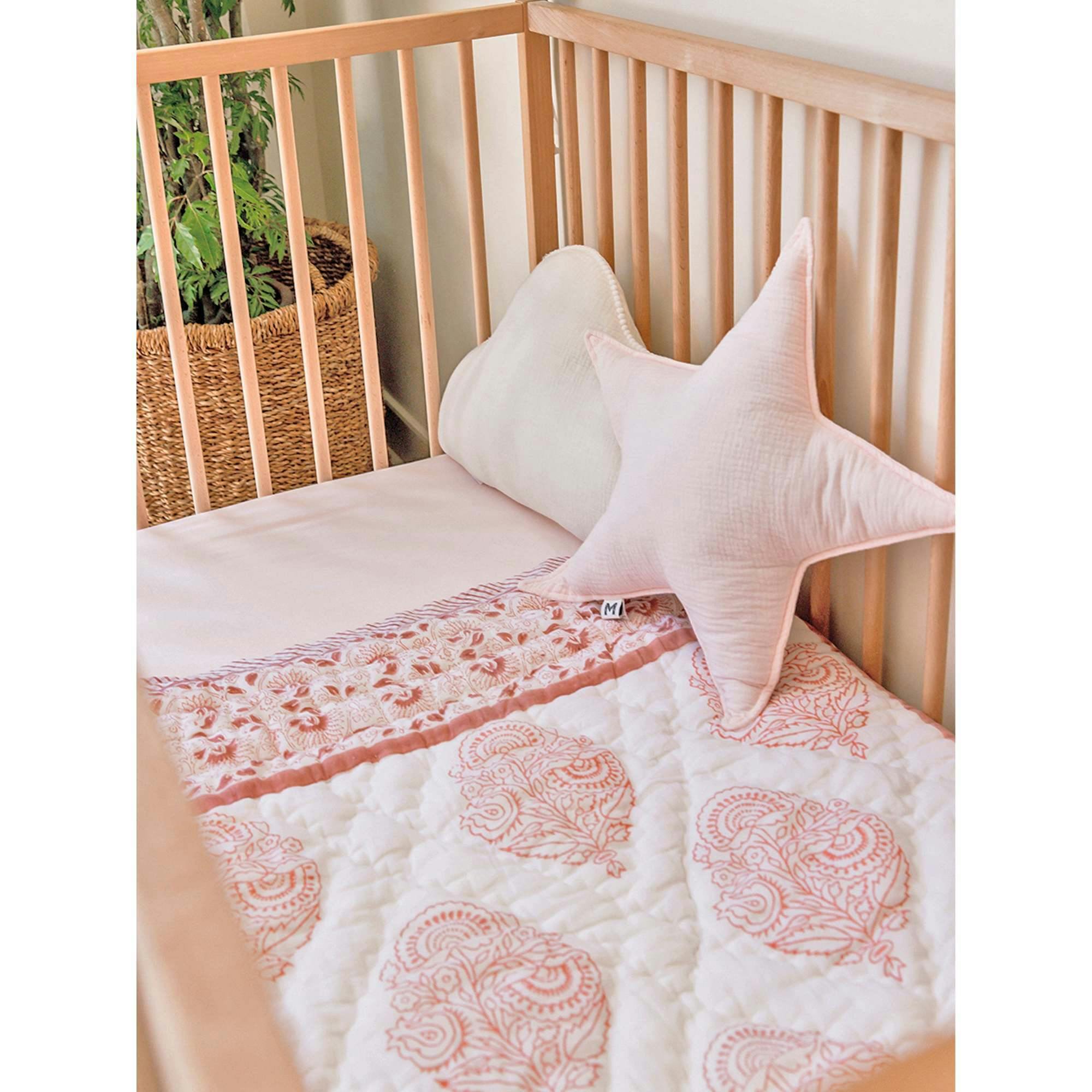 Block-Printed Cotton Crib Quilt