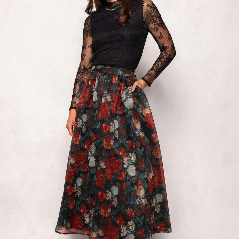 Vanessa Skirt in Midnight Roses