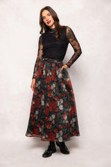 Vanessa Skirt in Midnight Roses