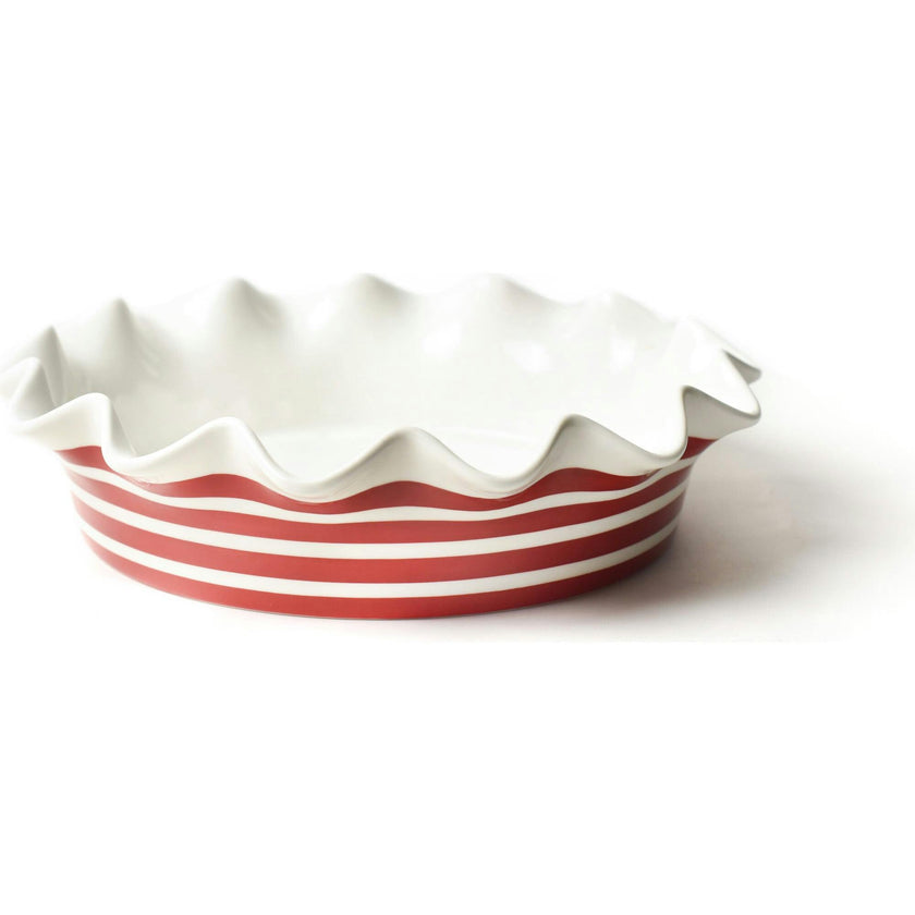 Red Stripe 9 Ruffle Pie Dish