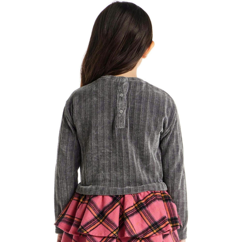 Kids Knit Top Plaid Skirt Dress