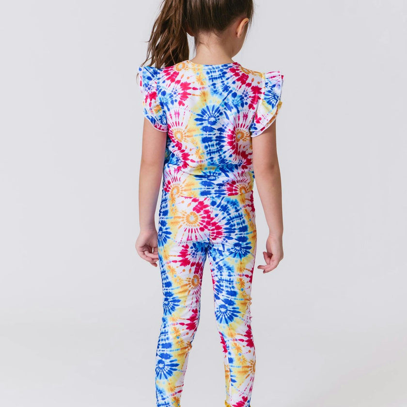 Girls Hi-Shine Leggings in Starburst Tie Dye