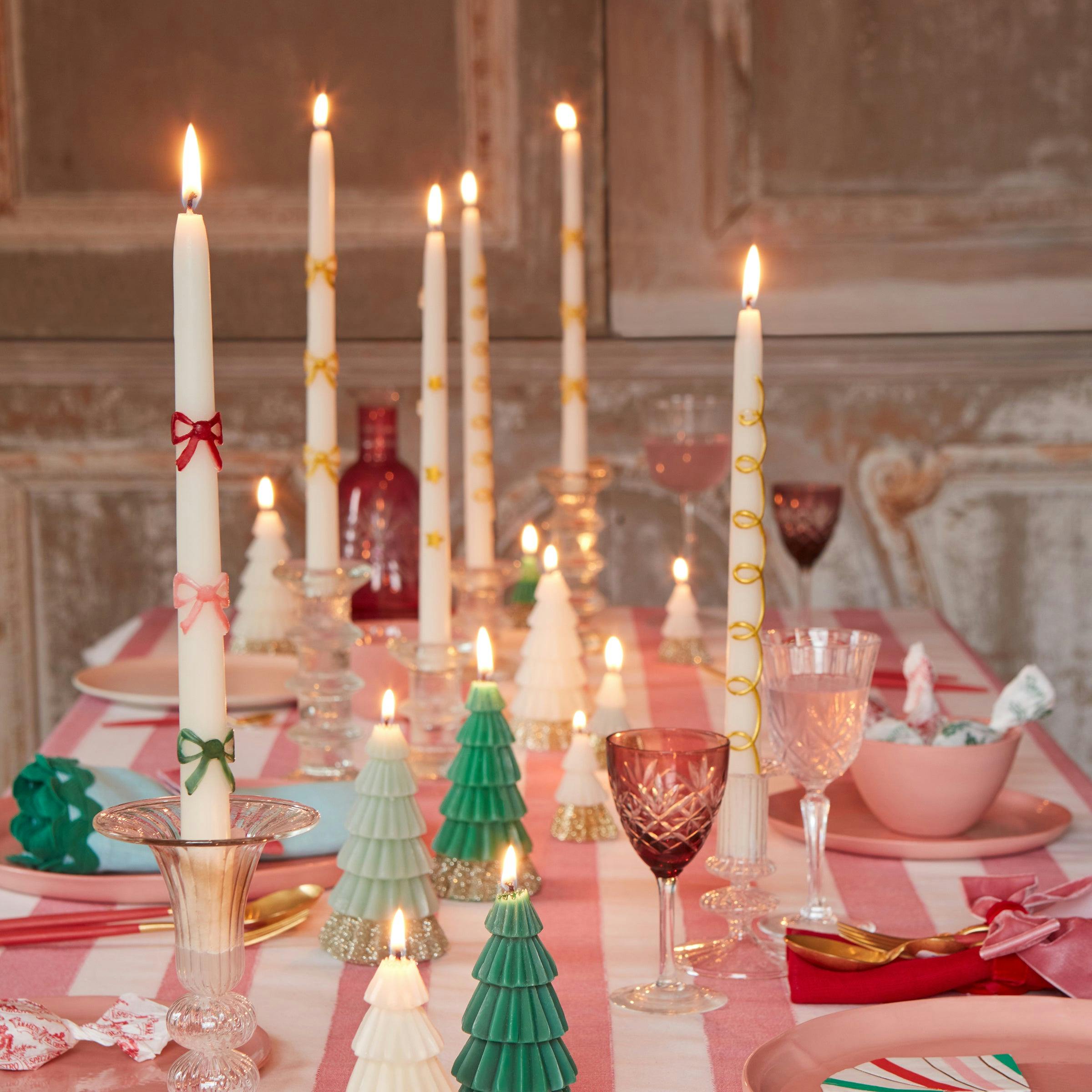 Multi Color Bow Taper Candles