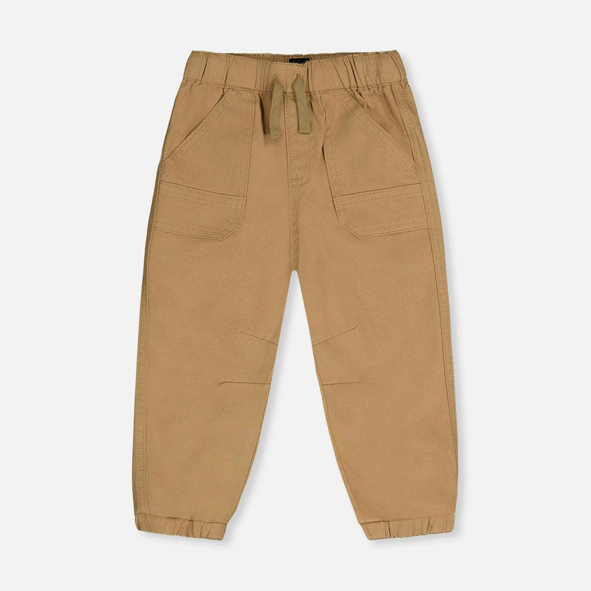 Stretch Canvas Jogger Pants Beige