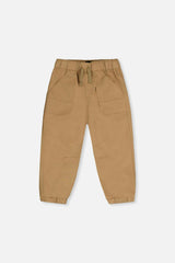 Stretch Canvas Jogger Pants Beige