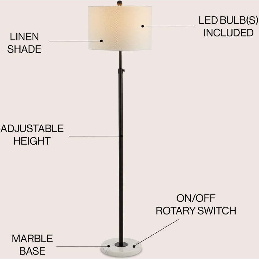 June 65" Adjustable Metal/Marble LED Floor Lamp