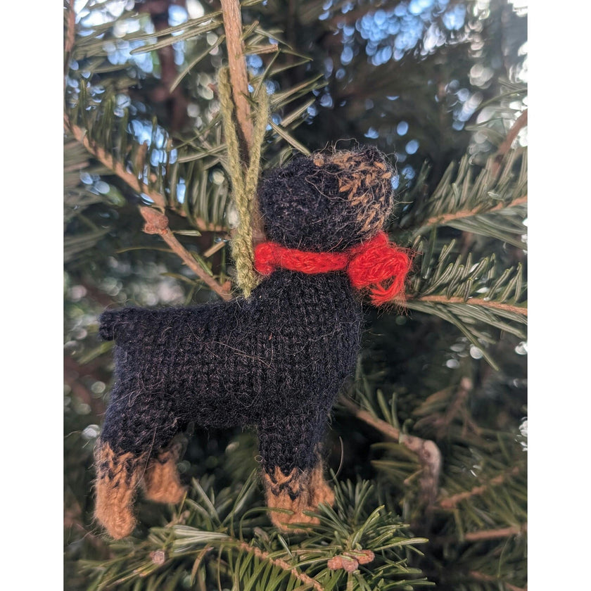 Rottweiler Dog Hand Knit Christmas Ornament