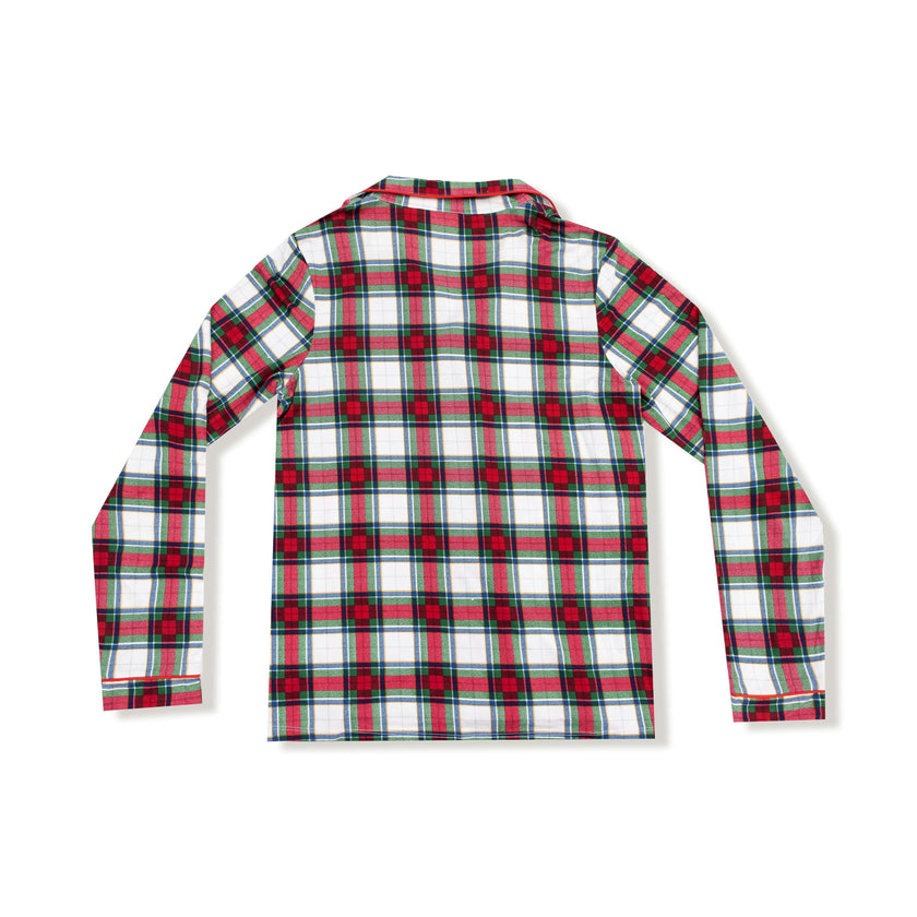 Holiday Plaid - Adult Long Sleeve Coat Style Pajama Top