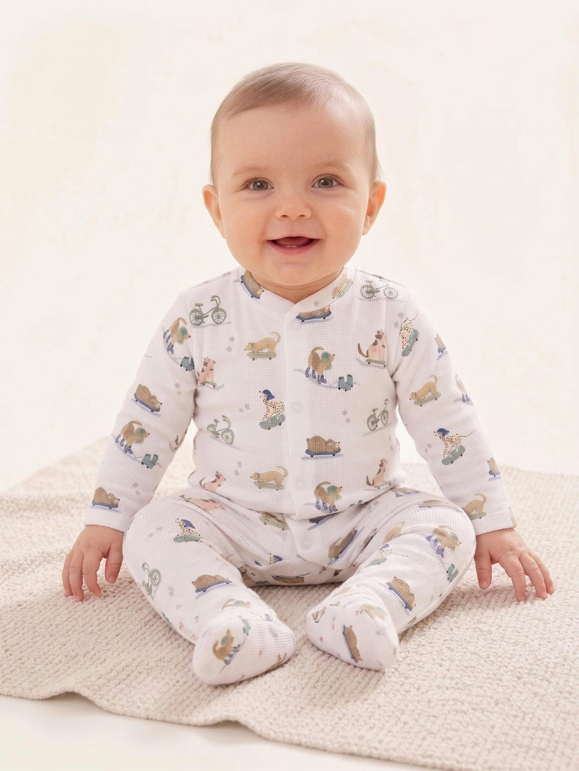 Roller Pups Boy  Pima Cotton Baby One-Piece Pajamas