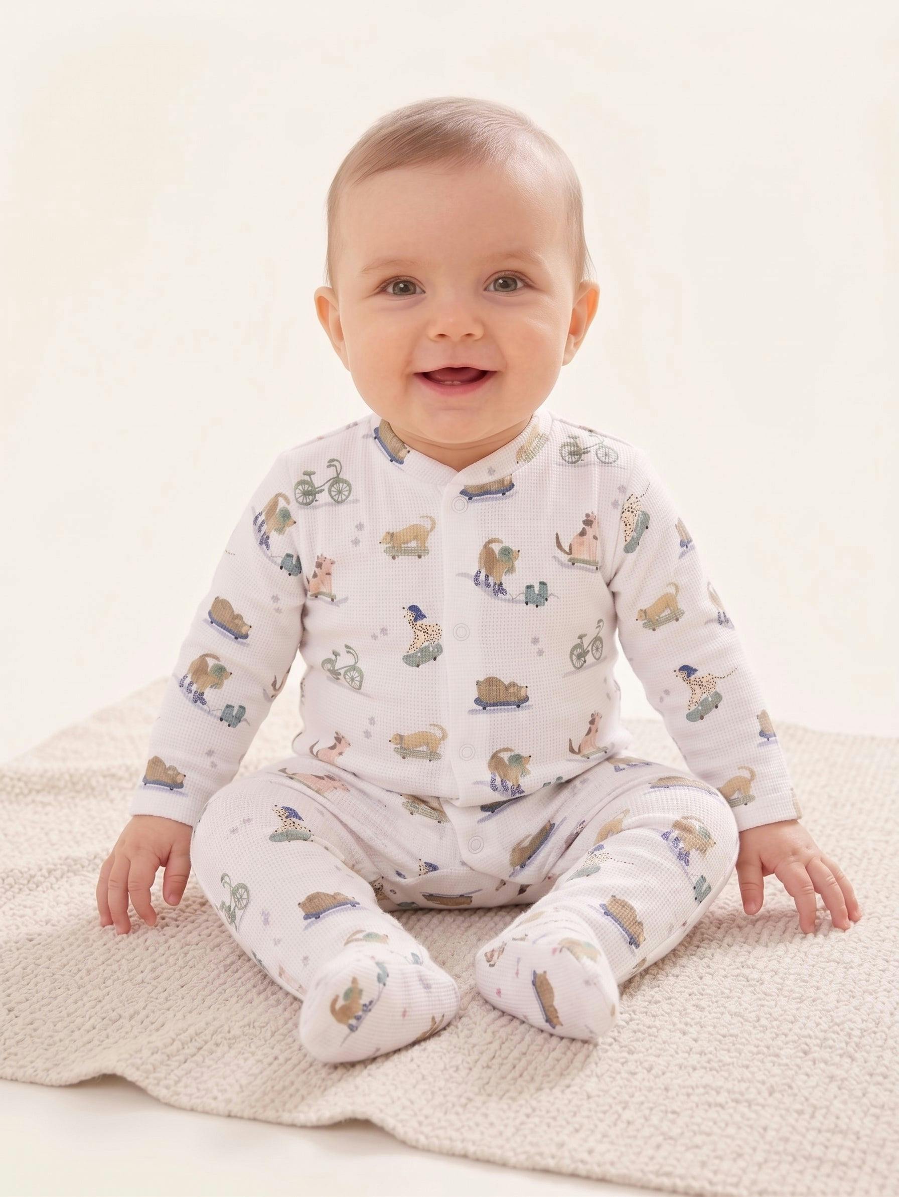 Roller Pups Boy  Pima Cotton Baby One-Piece Pajamas