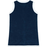 Girls Navy French Terry Sleeveless Button Down Dress