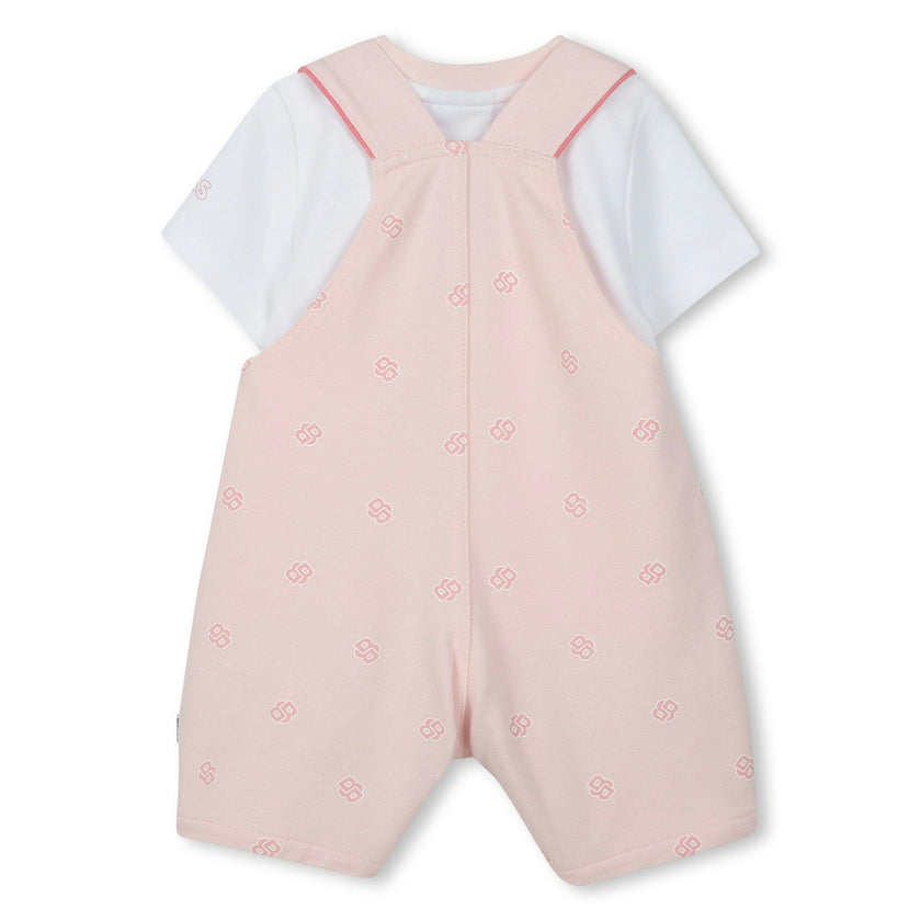 Pale Pink Dungarees T-Shirt Set