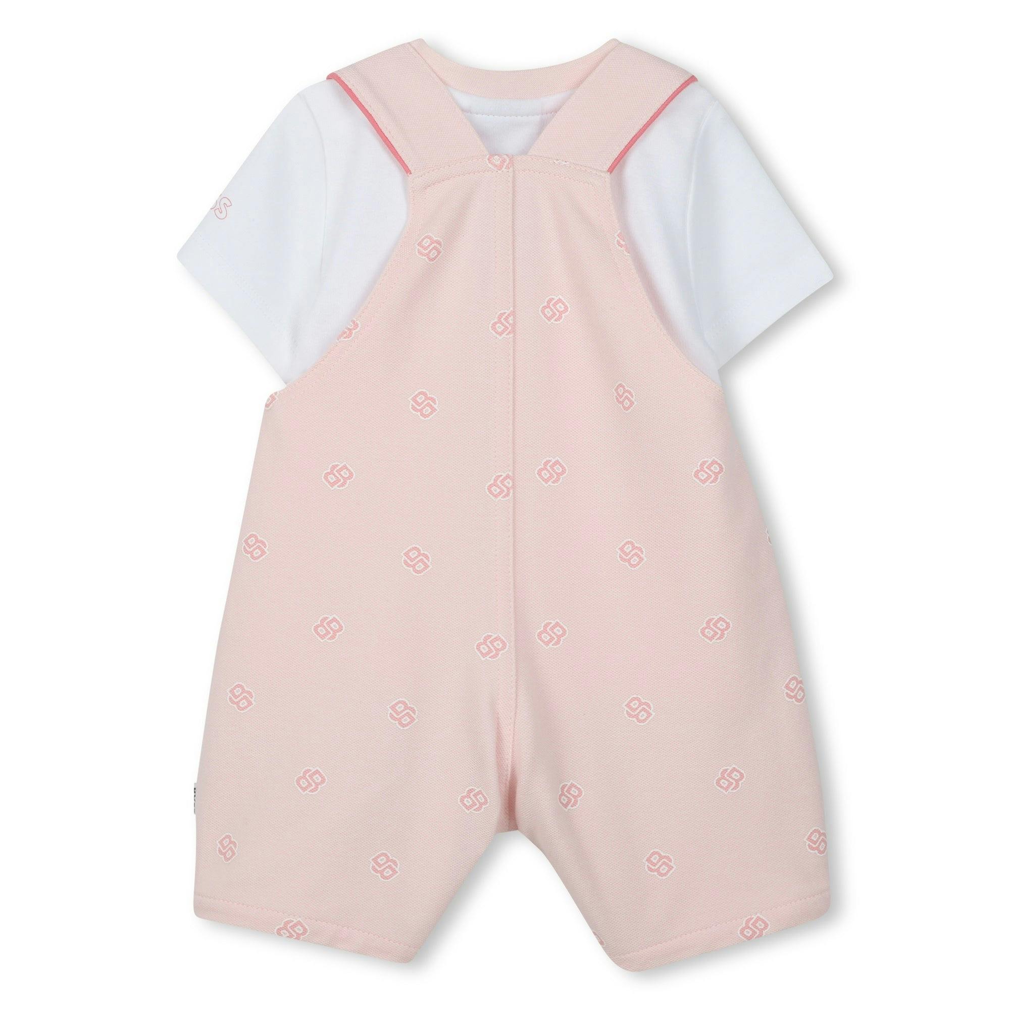 Pale Pink Dungarees T-Shirt Set