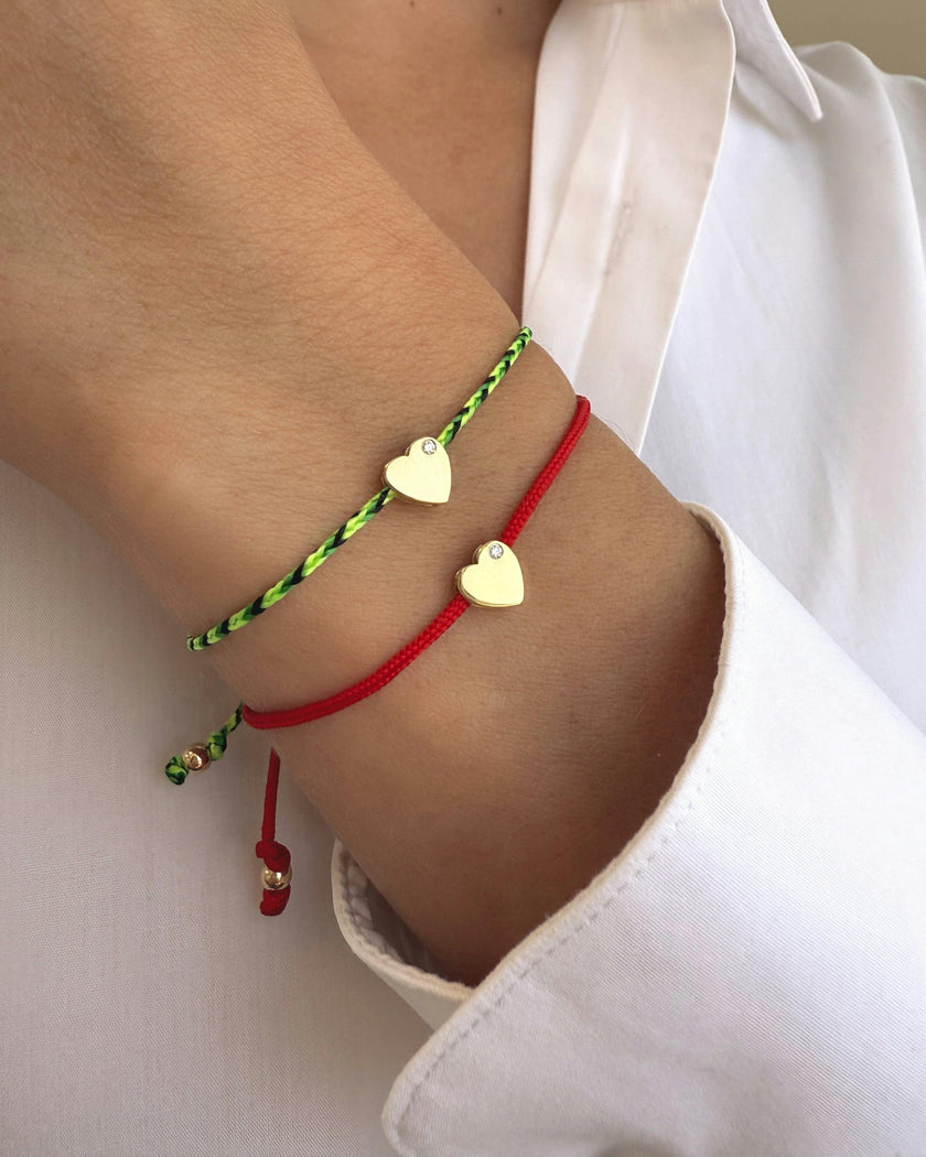 14k Gold Paracord Heart Fortune Bracelet
