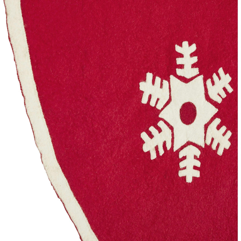 Handmade Snowflakes Red Christmas Tree Skirt Felt 60" / 72"