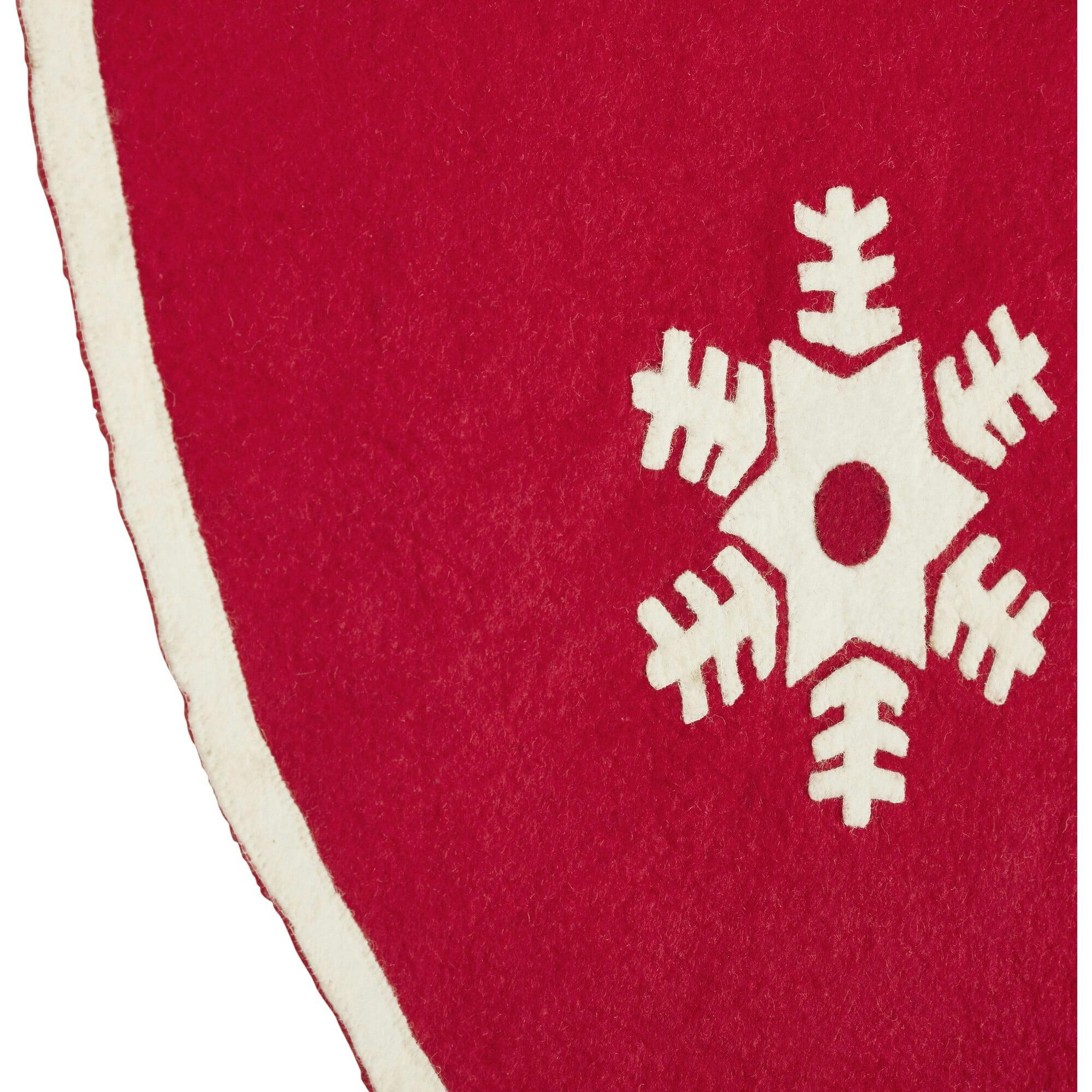 Handmade Snowflakes Red Christmas Tree Skirt Felt 60