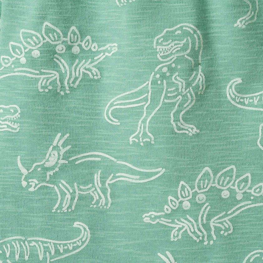 Boys Printed Henley Set | Green Dino