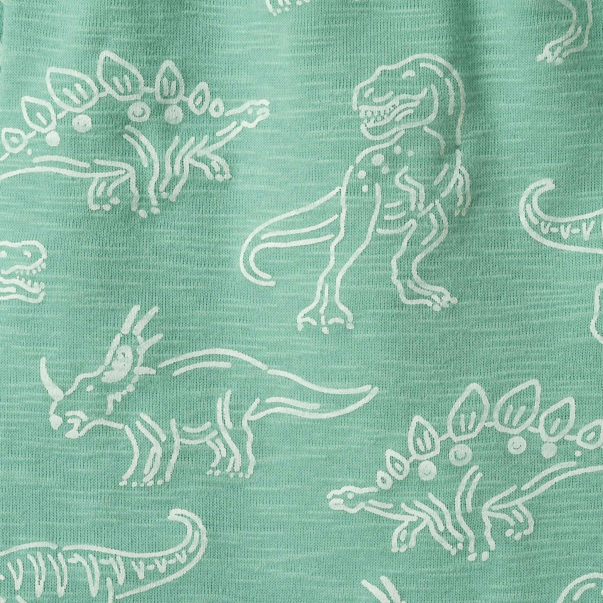 Boys Printed Henley Set | Green Dino