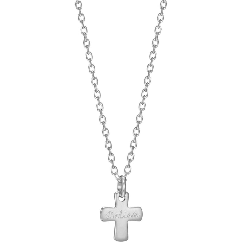 Personalized Cross Necklace, Sterling Silver