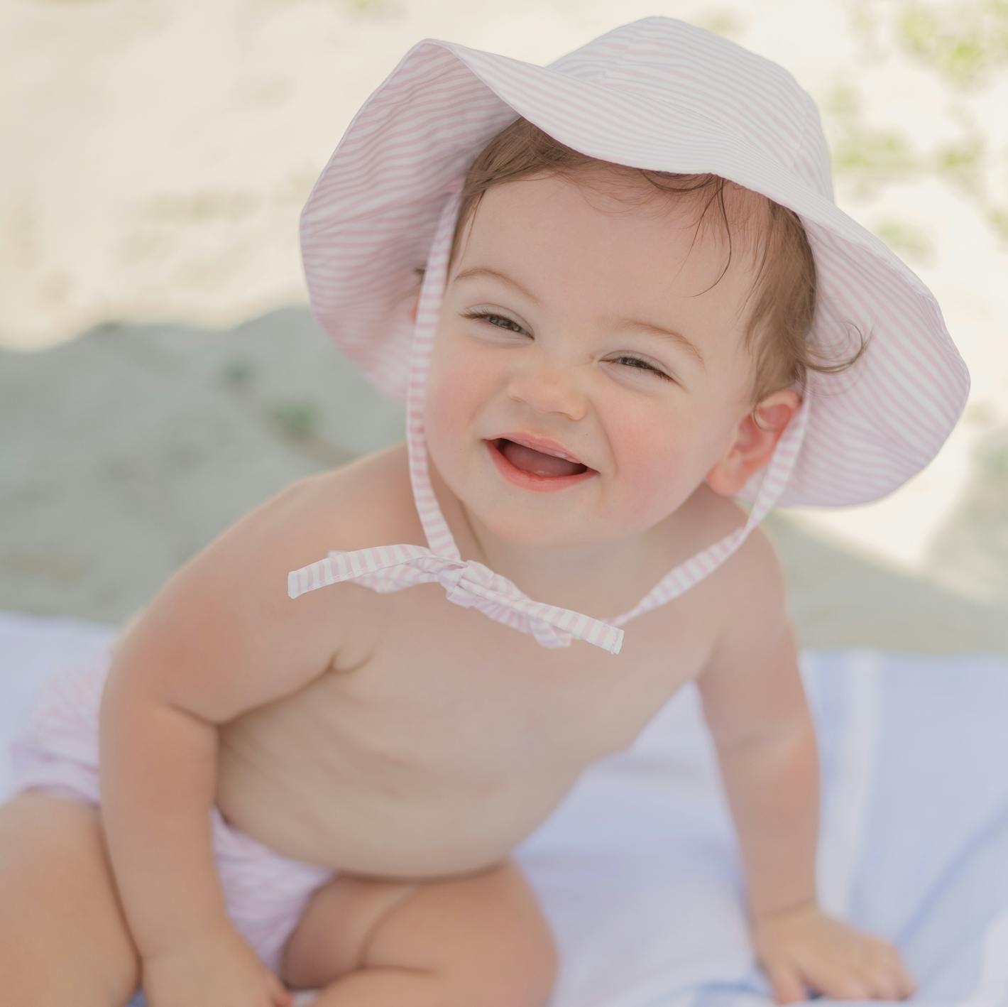 baby pink stripe sun hat