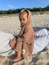 children's linen waffle poncho - cinnamon