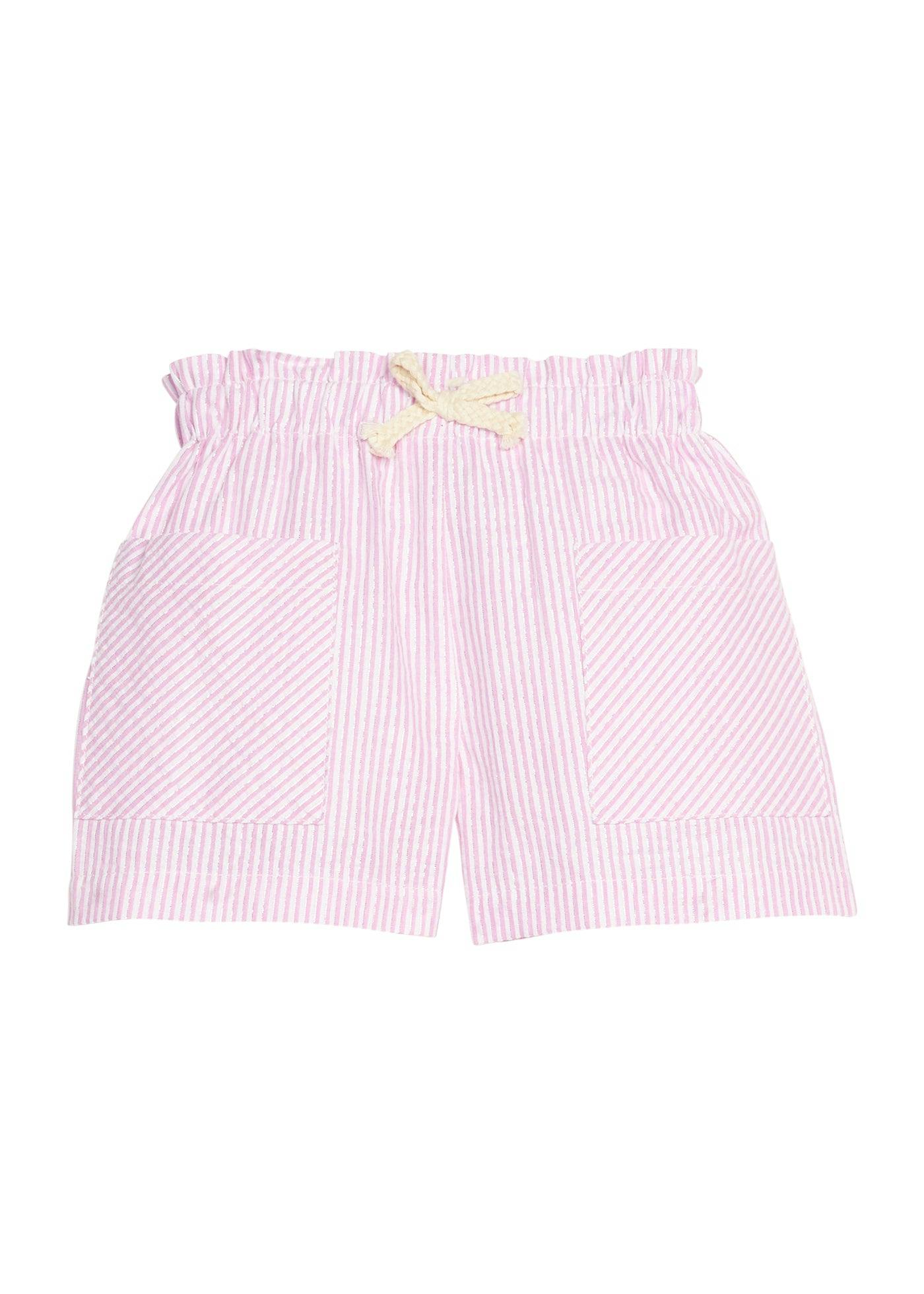 Patch Pocket Shorts - Pink Sparkle Seersucker