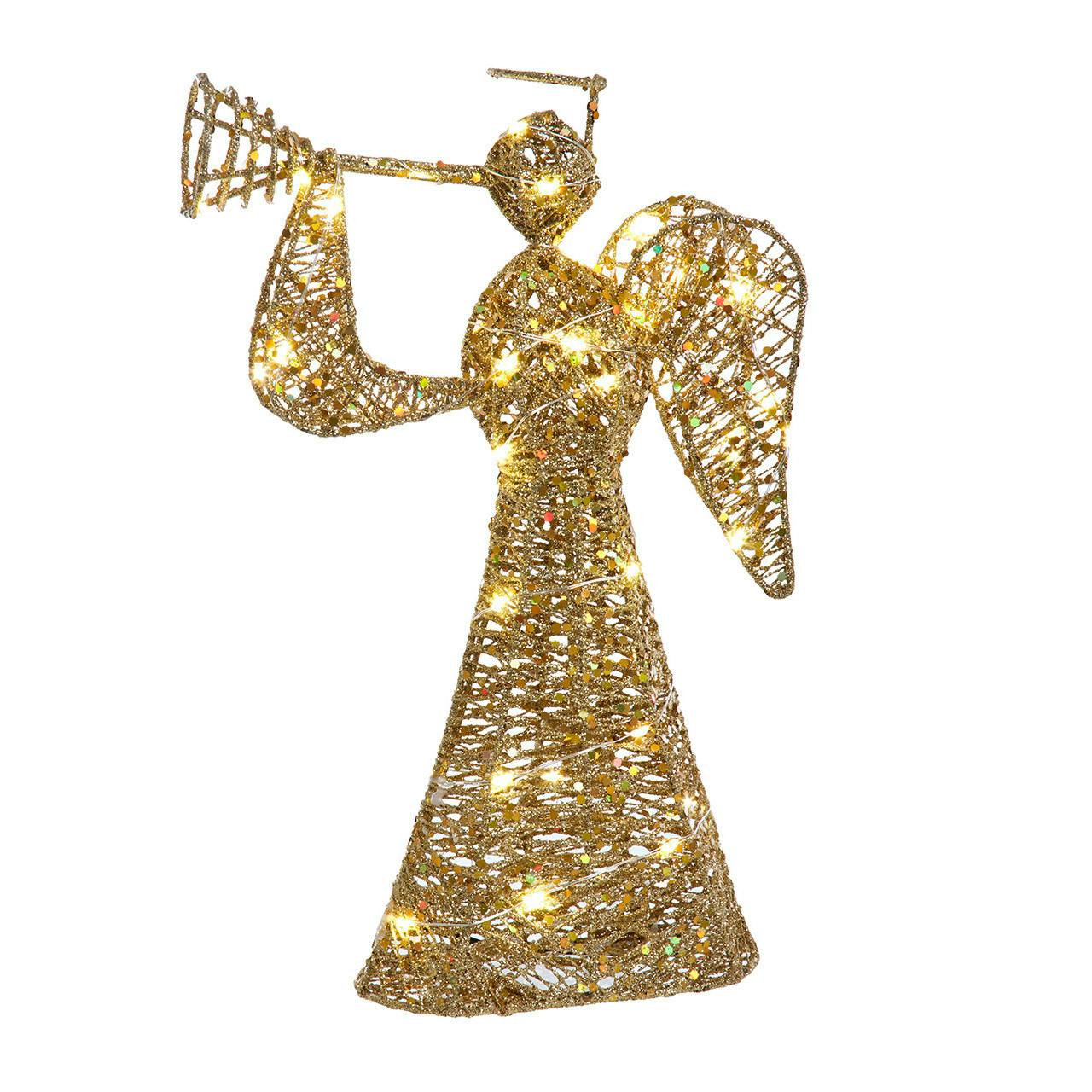 Kurt Adler 12-Inch Warm White Twinkle LED Gold Angel Tree Topper