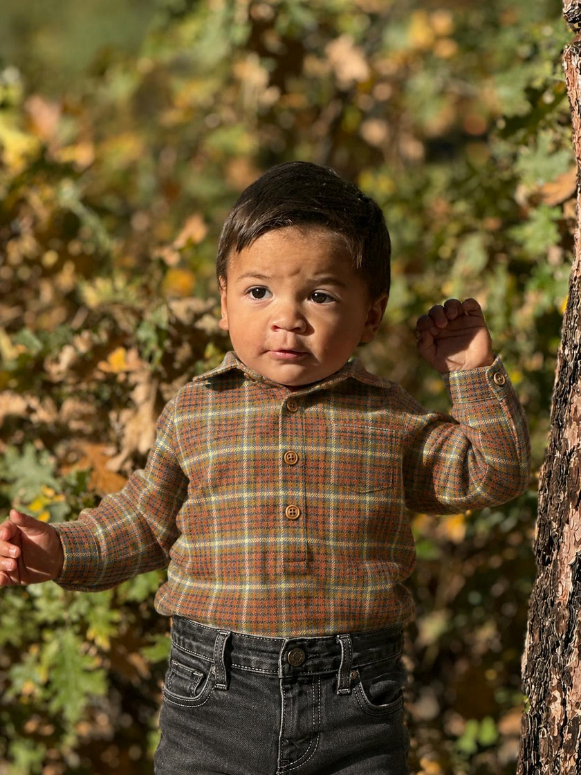 JASPER Orange/Gold Washed plaid Onesie