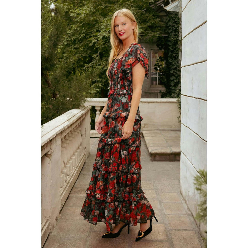Winnie Dress in Midnight Roses