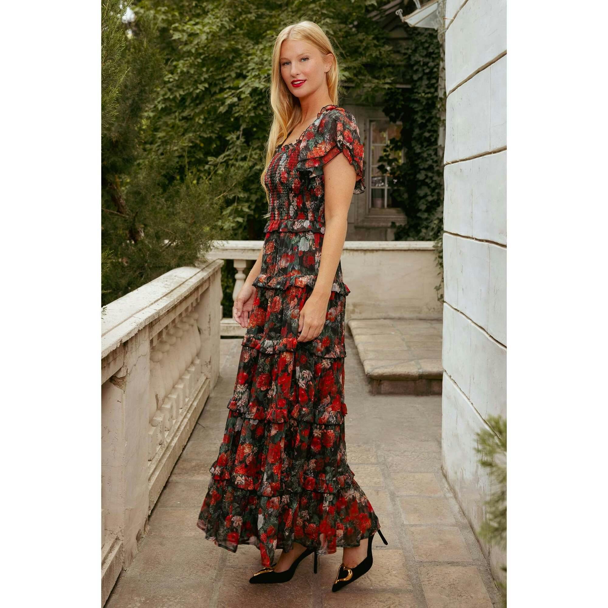 Winnie Dress in Midnight Roses