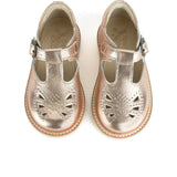 Rosie T-Bar Shoe Rose Gold Leather, Gold