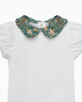 Baby Short-Sleeved Pie Crust Bodysuit in Strawberry Thief