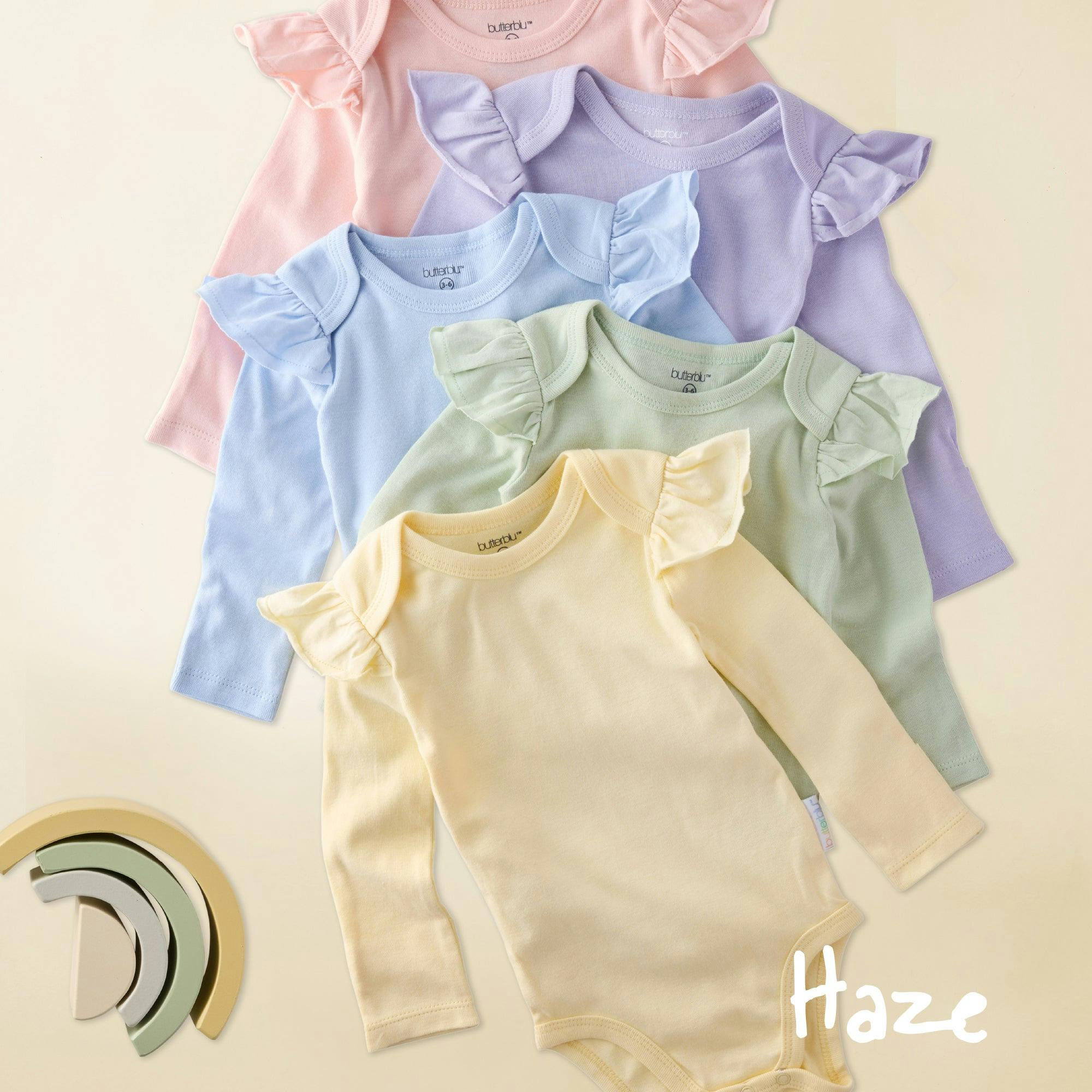ASHLEY 5-Pack Long Sleeve Ruffle Bodysuits