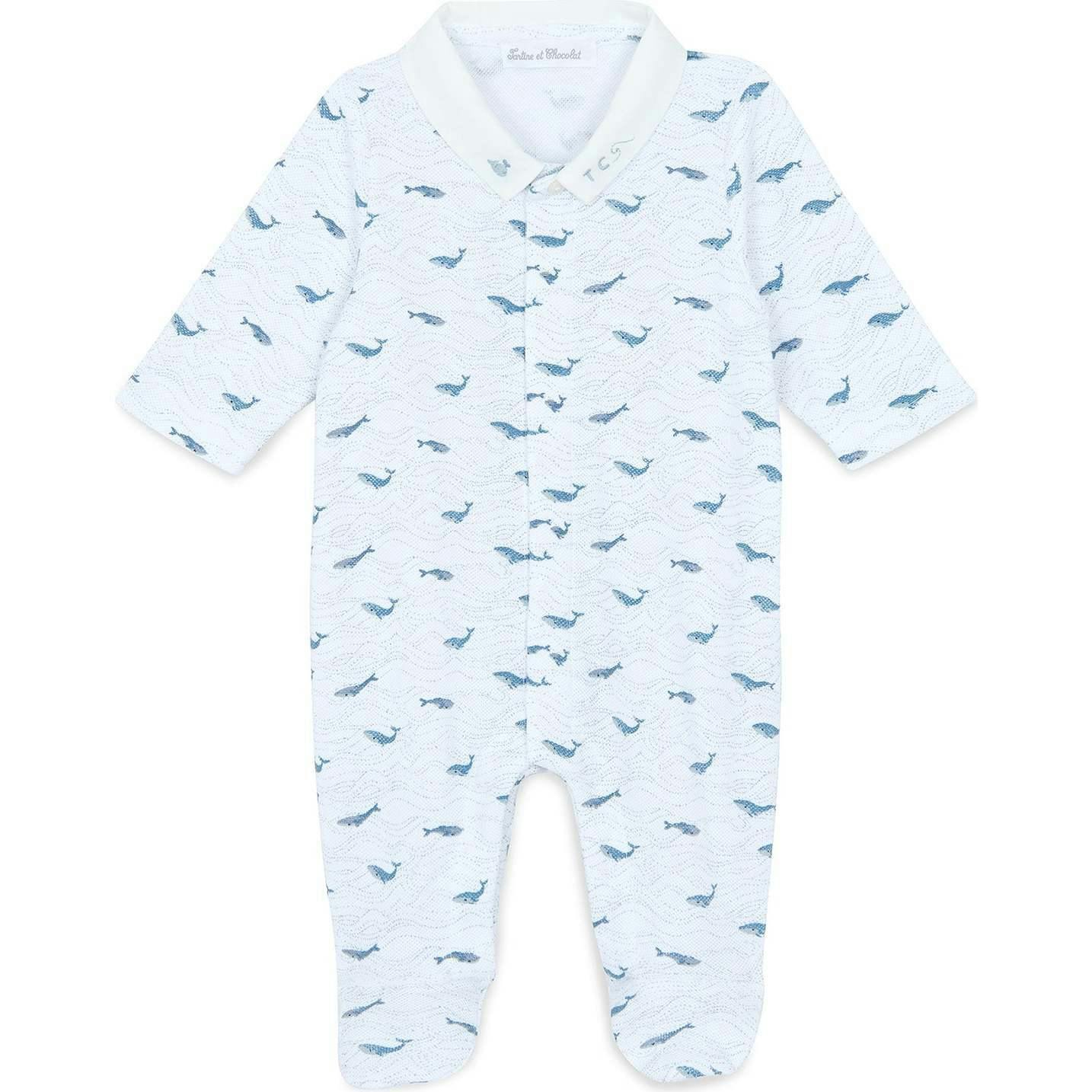 TARTINE ET CHOCOLAT Whale Whale Whale Footed Pajamas