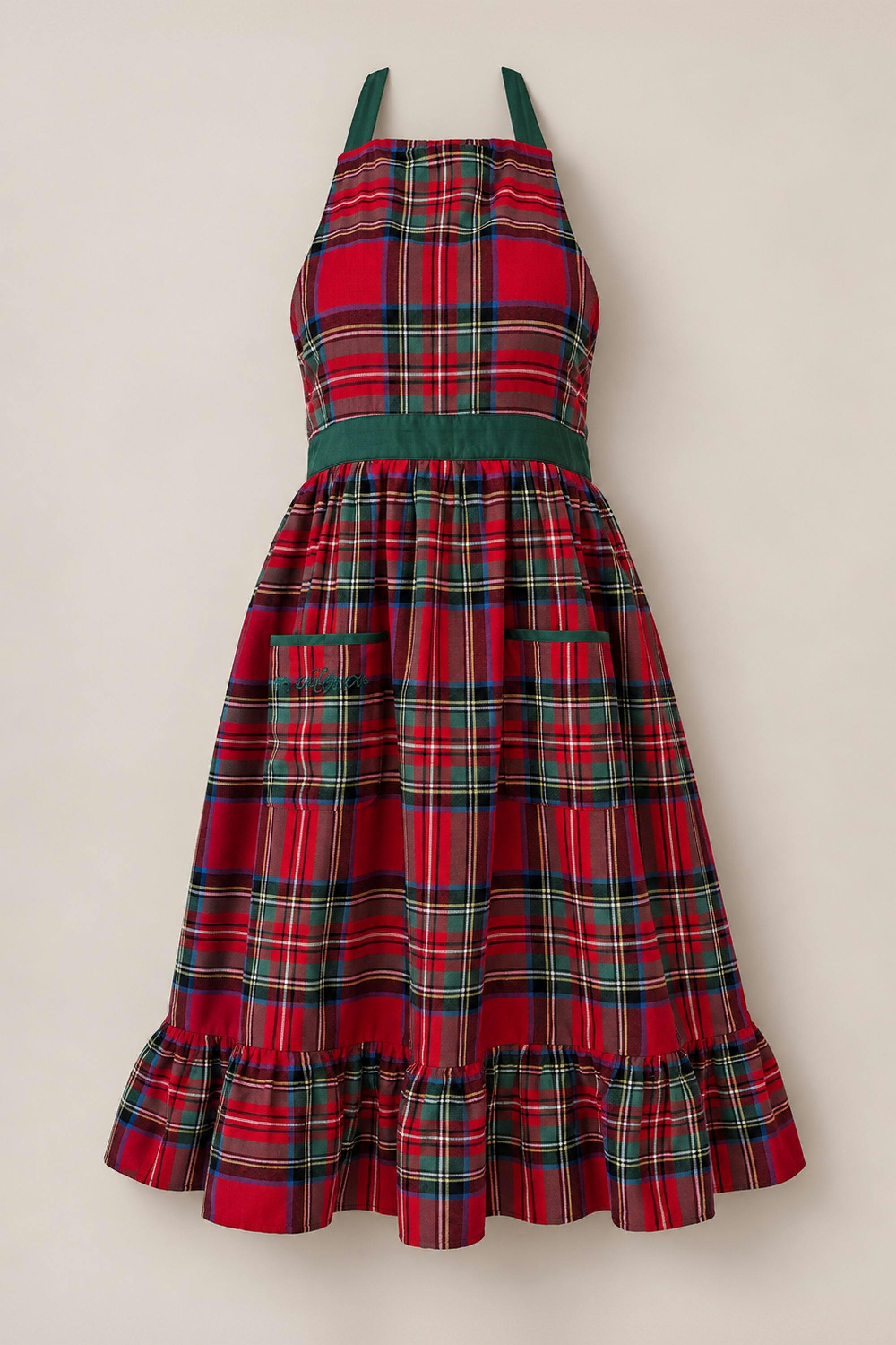 Ivy Apron in Holiday Plaid