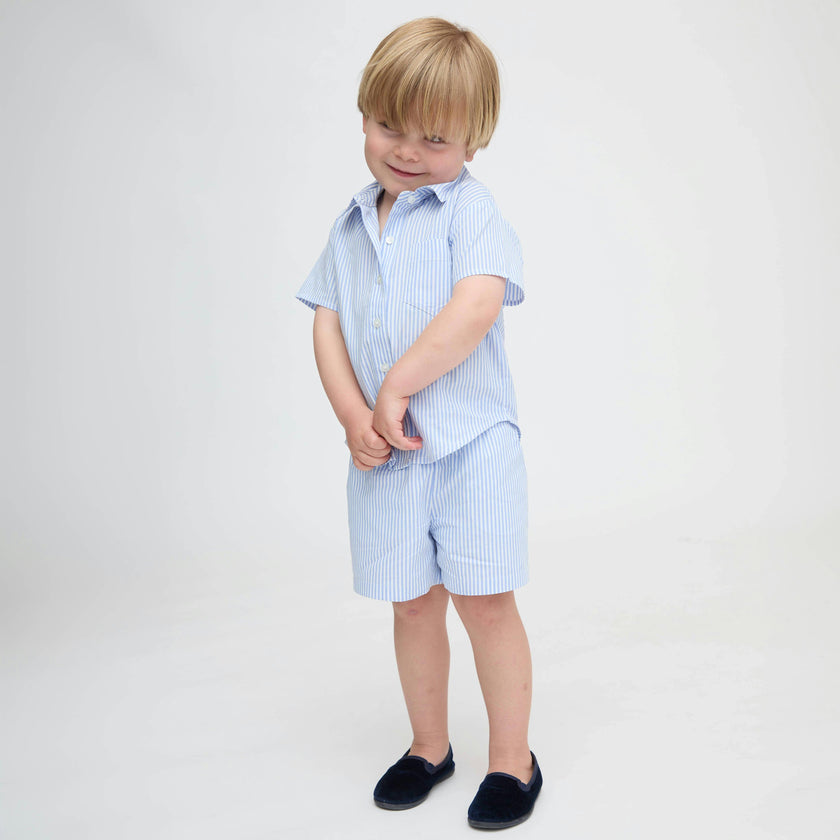 The Tiny Leo Shorts - Blue/White Stripe