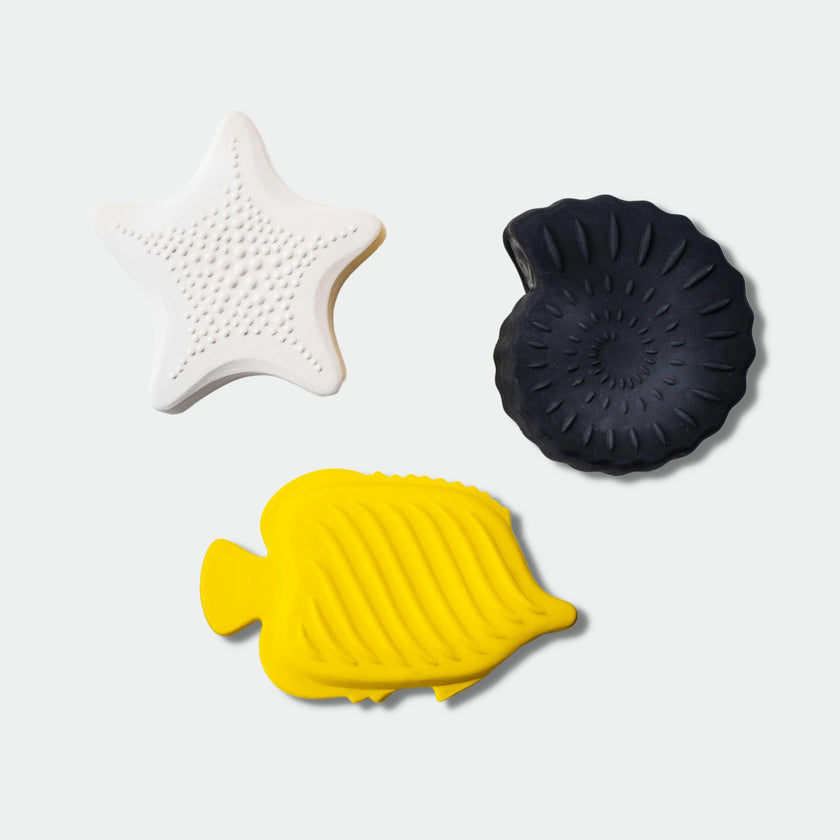 NATURAL RUBBER SENSORY BATH TOYS 3-PACK - Suitable from birth