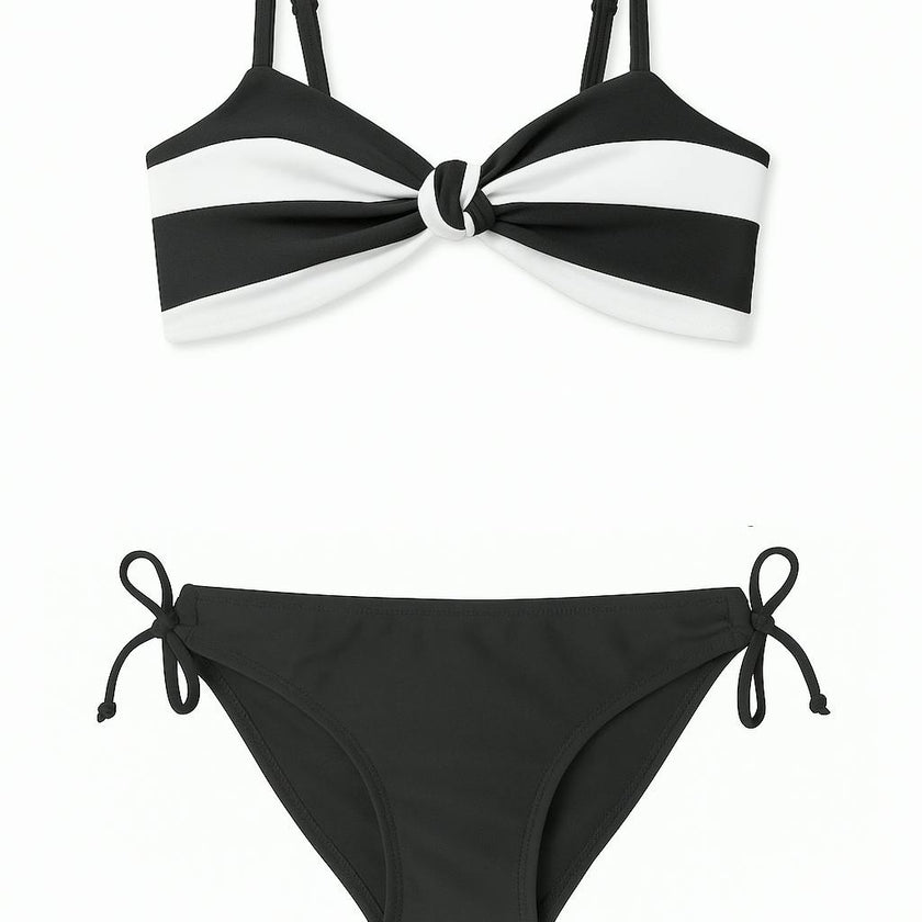 Kenzie Stripe Twist Knot Bikini - Juniors
