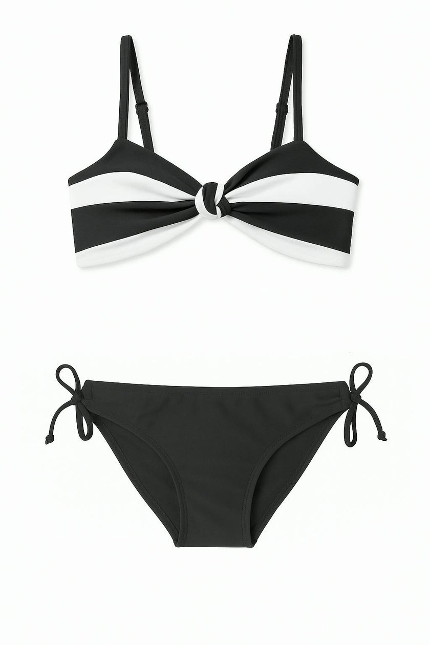 Kenzie Stripe Twist Knot Bikini - Juniors